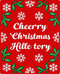 Festive Red Holly Snowflake Border Rug