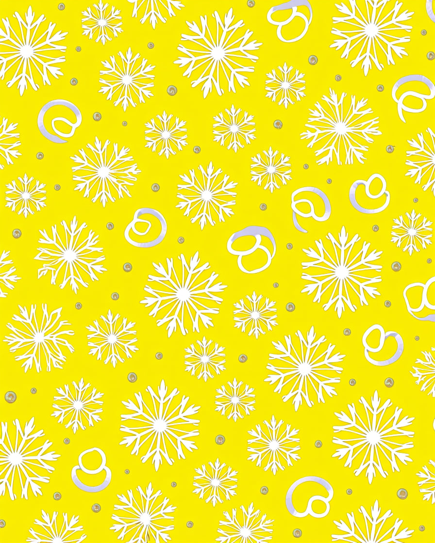 Bright Yellow Snowflakes Swirls Rug