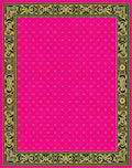 Ornate Pink Gold Scroll Border Rug