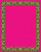 Ornate Pink Gold Scroll Border Rug