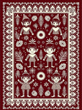 Charming Elf Bordered Deep Red Garden Rug