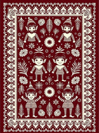 Charming Elf Bordered Deep Red Garden Rug