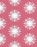 White Snowflake Motif Pink Background Rug