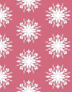 White Snowflake Motif Pink Background Rug