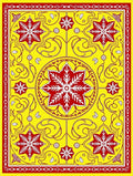 Vibrant Yellow Red Star Medallion Rug