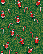 Festive Red Nutcracker Candy Cane Foliage Rug