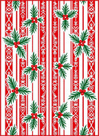 Red White Stripe Holly Garland Rug