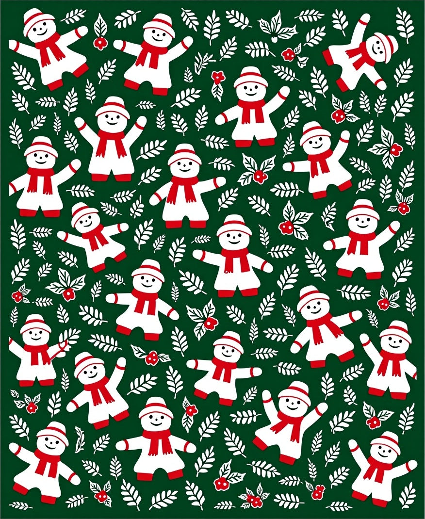 Festive Red Scarf Snowmen Holiday Rug