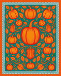 Orange Pumpkin Swirl Teal Vine Rug