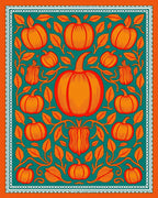 Orange Pumpkin Swirl Teal Vine Rug