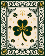 Green Gold Clover Medallion Border Rug