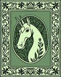 Mellow Green Unicorn Floral Medallion Rug
