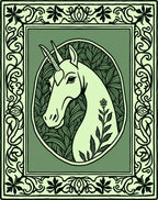 Mellow Green Unicorn Floral Medallion Rug