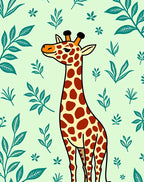 Whimsical Giraffe Foliage Jungle Rug