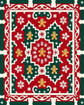 Holiday Gingerbread Snowflakes Red Green Rug