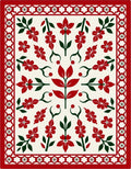 Red White Floral Border Arrangement Rug