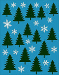 Dark Green Christmas Tree Snowflakes Rug