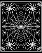 Spooky Black White Spiderweb Art Rug