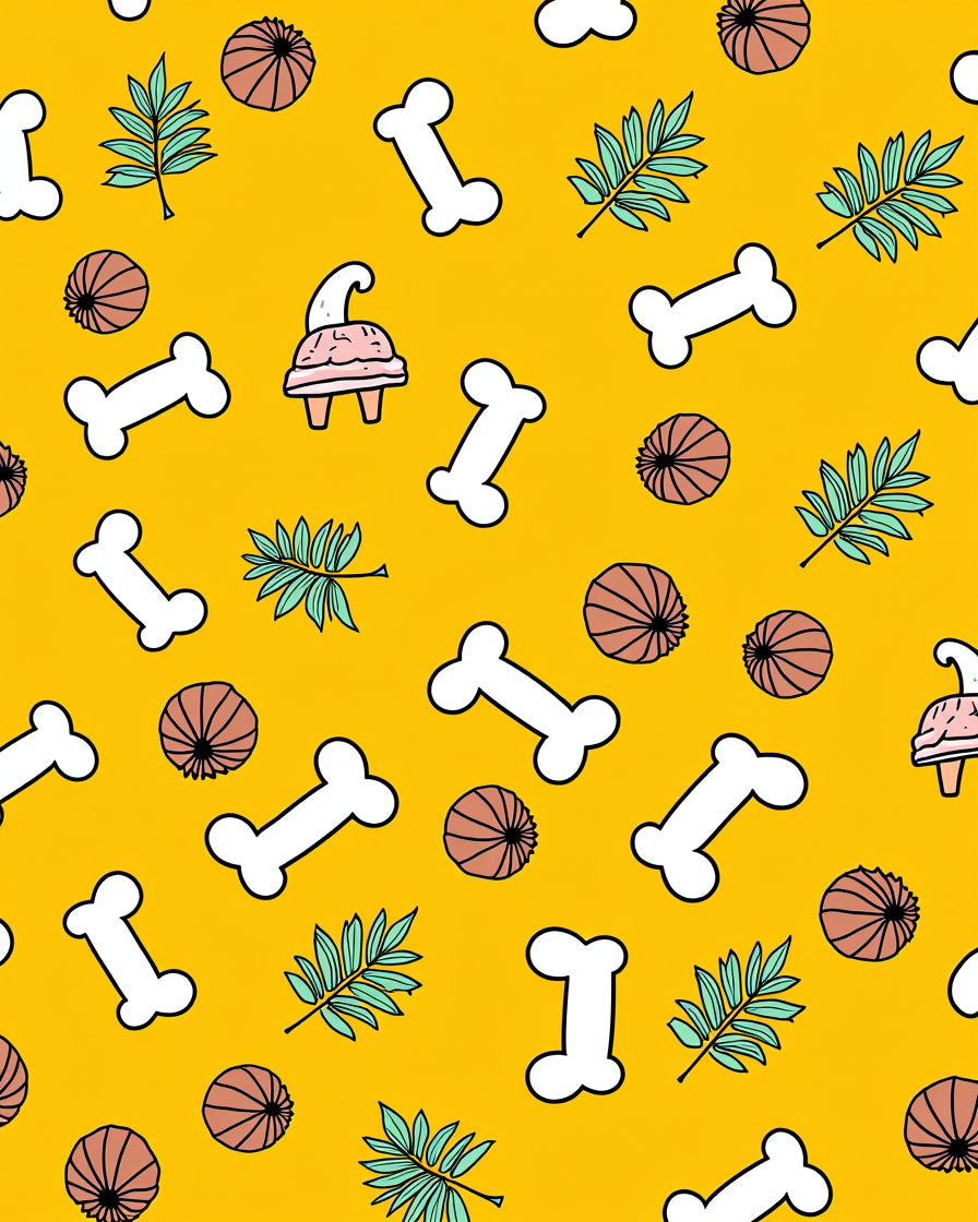 Yellow Dog Bone Fern Ball Medley Rug
