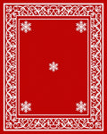 Crimson Red Snowflake Ornamental Border Rug
