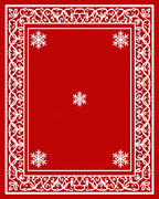 Crimson Red Snowflake Ornamental Border Rug