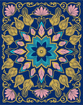Sapphire Blue Floral Mandala Medallion Rug