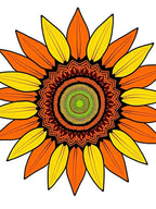Sunflower Mandala Orange Yellow Rug
