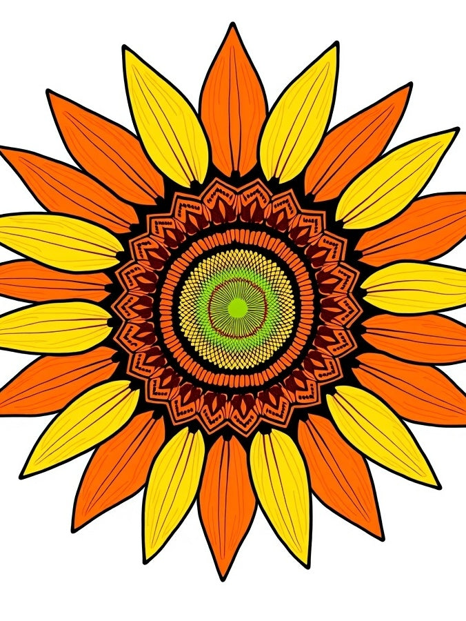 Sunflower Mandala Orange Yellow Rug