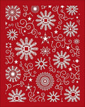 Crimson White Winter Snowflake Medallion Rug