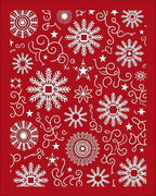 Crimson White Winter Snowflake Medallion Rug