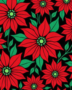 Bold Red Poinsettia Botanical Bloom Rug