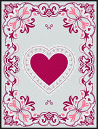 Crimson Heart Floral Lace Border Rug