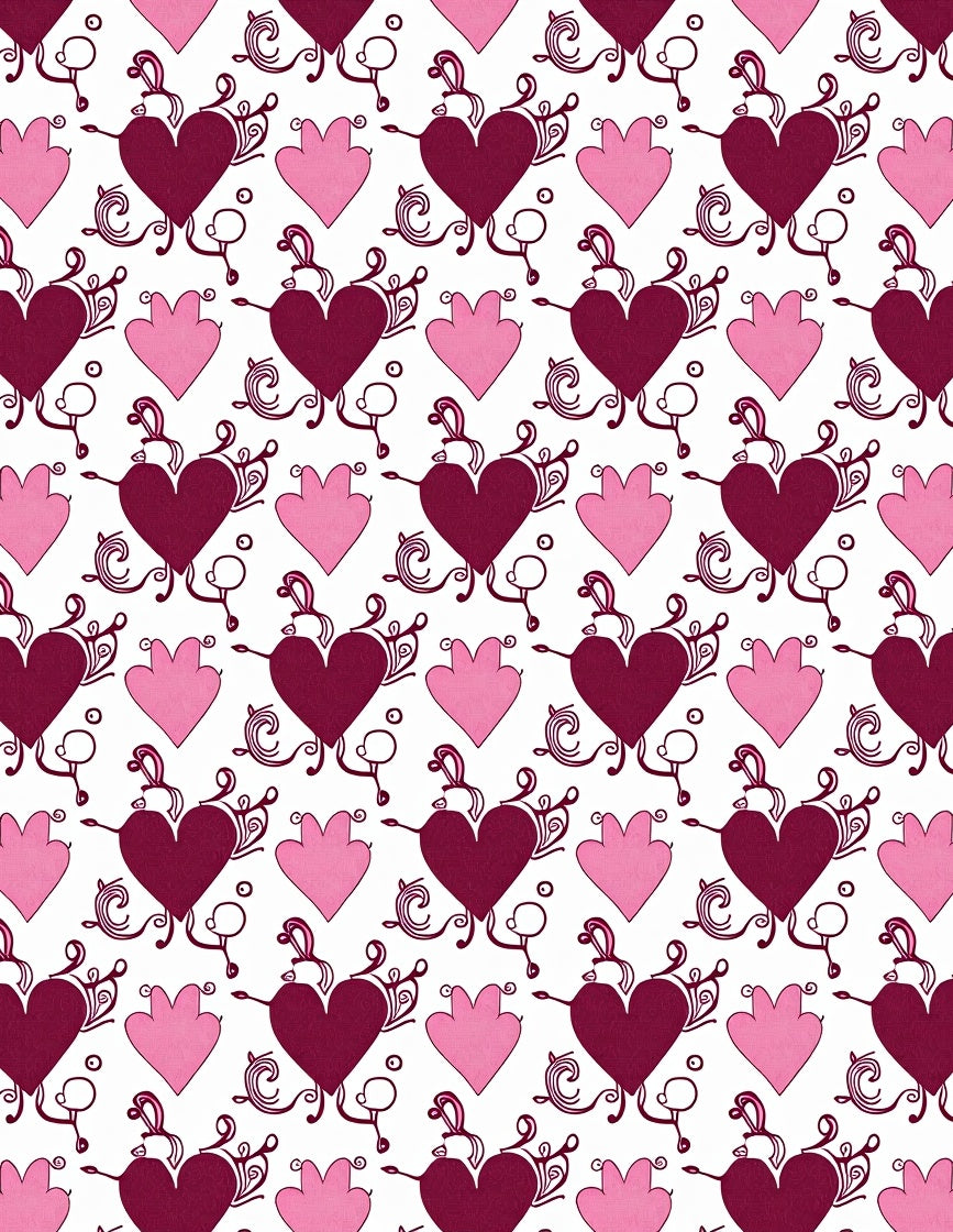 Crimson Pink Heart Flourish Arrangement Rug