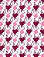 Crimson Pink Heart Flourish Arrangement Rug