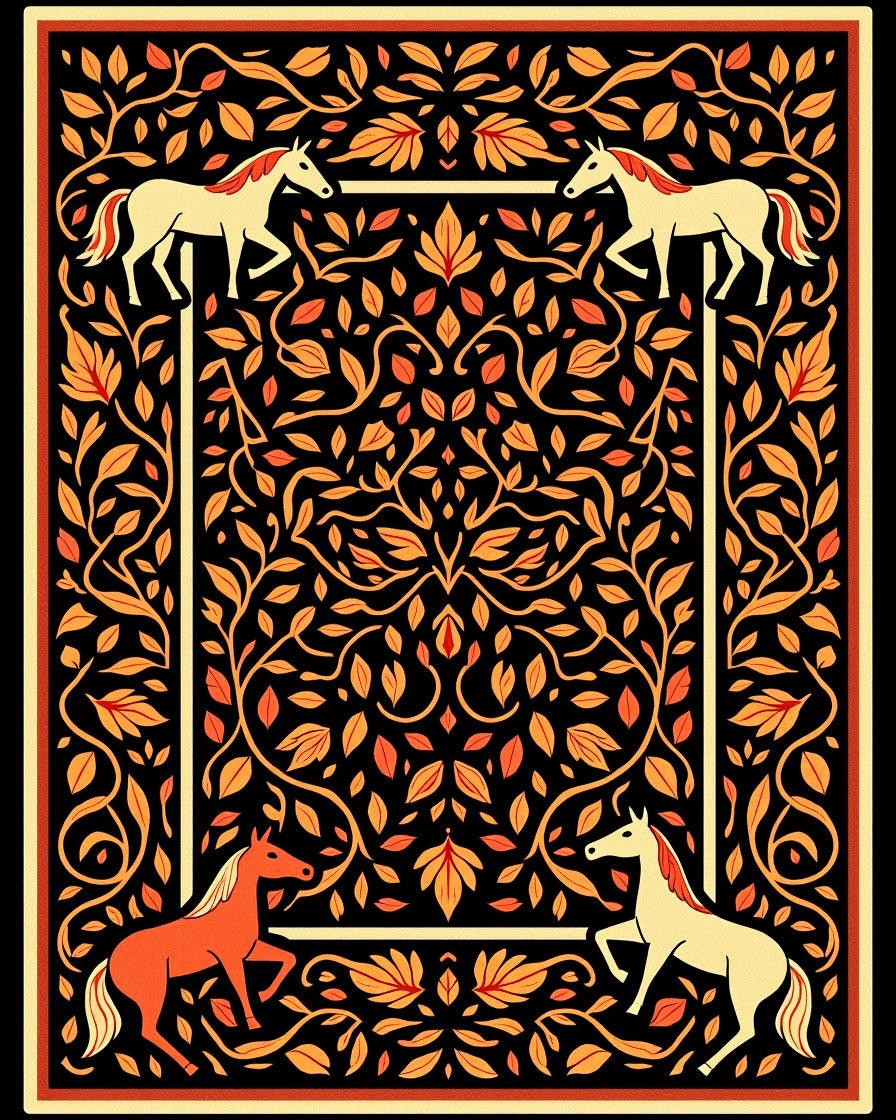 Rustic Orange and Cream Horse Swirl Rug