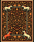 Rustic Orange and Cream Horse Swirl Rug