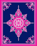 Vivid Pink Floral Starburst Navy Rug