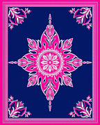 Vivid Pink Floral Starburst Navy Rug
