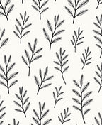 Minimalist Black Branch Fern Texture Rug