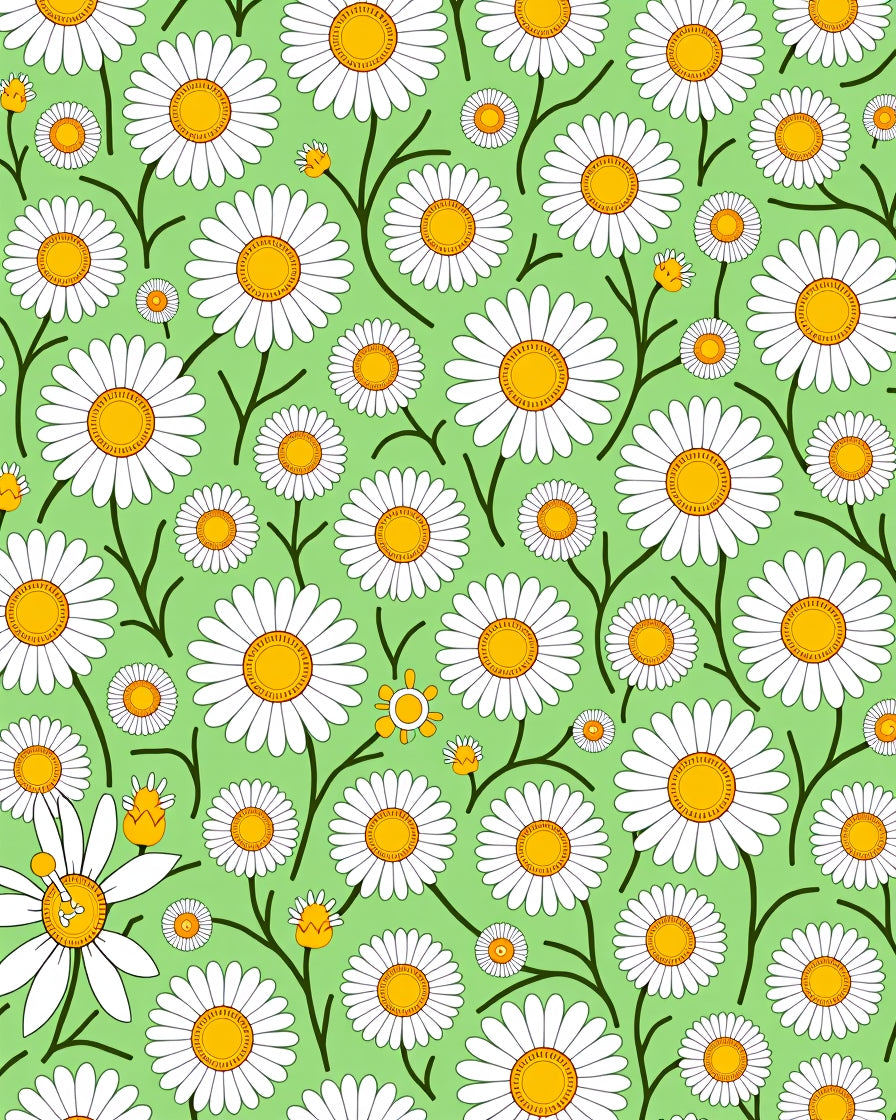 Charming Green Daisy Meadow Rug