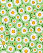 Charming Green Daisy Meadow Rug