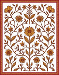 Golden Sunburst Floral Lattice Border Rug