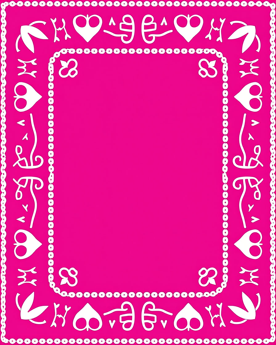 Bold Pink White Card Suit Border Rug