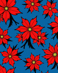 Bold Red Floral Bloom Background Rug