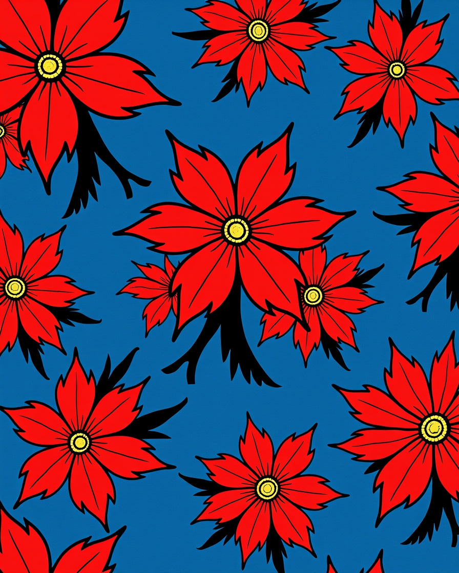 Bold Red Floral Bloom Background Rug