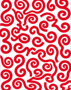 Bold Red Swirl Scroll Abstract Rug
