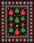 Festive Red Green Ornaments Snowflake Border Rug