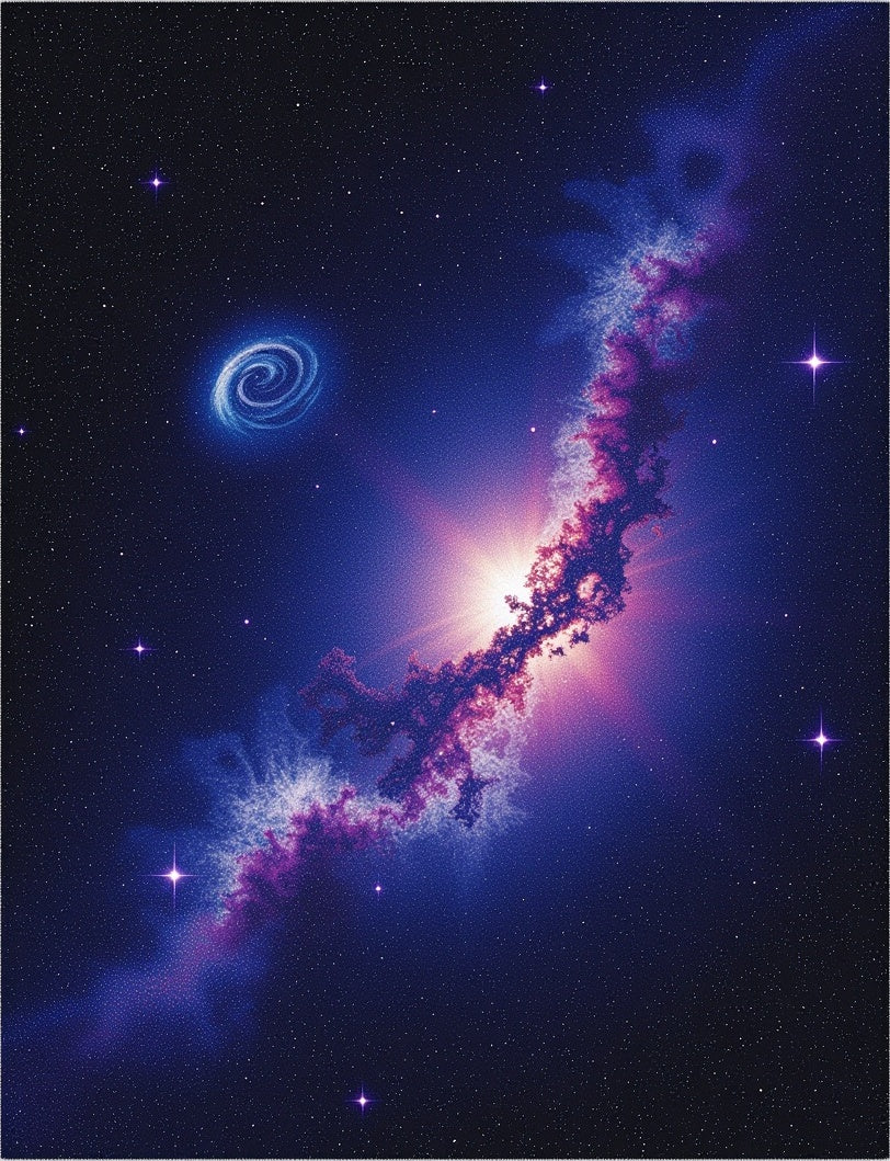 Cosmic Blue Swirling Galaxy Rug