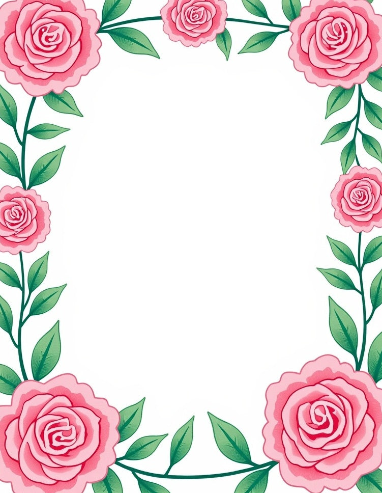 Pink Rose Border Swirl Rug
