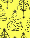 Minimalist Yellow Outline Trees Rug